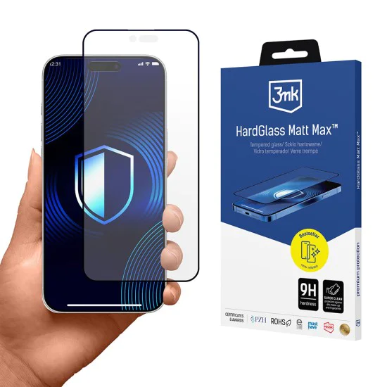 Протектор за iPhone 17 Air - 3mk - HardGlass Matt Max закален протектор за екран - Черен