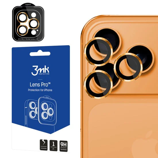 Протектор за камерата за iPhone 17 Pro / iPhone 17 Pro Max - 3mk Lens Protection Pro - Оранжево