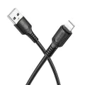 Кабел за данни / зареждане – Borofone (BX116 Certain Series) – USB към Lightning, оплетка Nylon, 2.4A, 1m – Черен