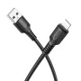 Кабел за данни / зареждане – Borofone (BX116 Certain Series) – USB към Lightning, оплетка Nylon, 2.4A, 1m – Черен