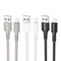 Кабел за данни / зареждане – Borofone (BX116 Certain Series) – USB към Lightning, оплетка Nylon, 2.4A, 1m – Черен