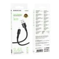 Кабел за данни / зареждане – Borofone (BX116 Certain Series) – USB към Lightning, оплетка Nylon, 2.4A, 1m – Черен