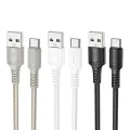 Кабел за данни / зареждане – Borofone (BX116 Certain Series) – USB към Type-C, оплетка Nylon, Fast Charge 3A, 1m – Черен