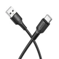 Кабел за данни / зареждане – Borofone (BX116 Certain Series) – USB към Type-C, оплетка Nylon, Fast Charge 3A, 1m – Черен