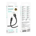 Кабел за данни / зареждане – Borofone (BX116 Certain Series) – USB към Type-C, оплетка Nylon, Fast Charge 3A, 1m – Черен