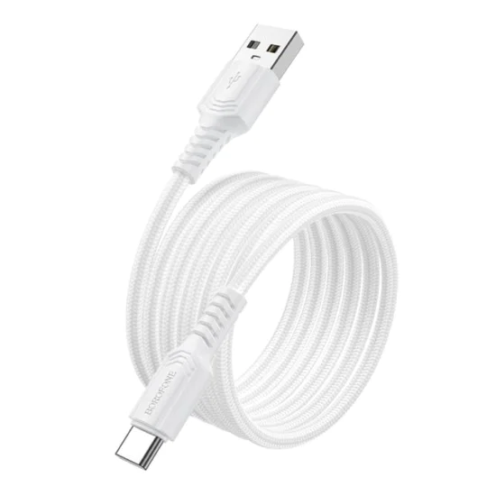 Кабел за данни / зареждане – Borofone (BX116 Certain Series) – USB към Type-C, оплетка Nylon, Fast Charge 3A, 1m – Черен
