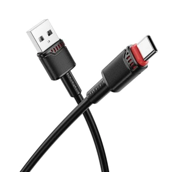 Кабел за данни / зареждане – Borofone (BX110 Beneficio Series) – USB към Type-C, Premium Line, 3A, 1m – Черен