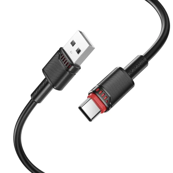 Кабел за данни / зареждане – Borofone (BX110 Beneficio Series) – USB към Type-C, Premium Line, 3A, 1m – Черен
