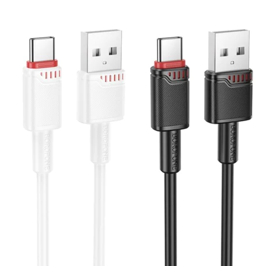 Кабел за данни / зареждане – Borofone (BX110 Beneficio Series) – USB към Type-C, Premium Line, 3A, 1m – Бял