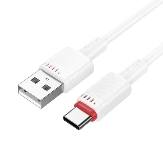 Кабел за данни / зареждане – Borofone (BX110 Beneficio Series) – USB към Type-C, Premium Line, 3A, 1m – Бял