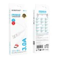 Кабел за данни / зареждане – Borofone (BX110 Beneficio Series) – USB към Type-C, Premium Line, 3A, 1m – Бял