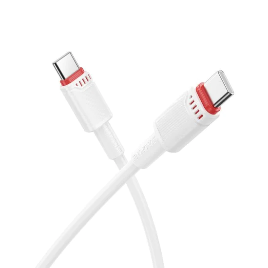 Кабел за данни / зареждане – Borofone (BX110 Beneficio Series) – Type-C към Type-C, Premium Line, Fast Charge 60W, 1m – Бял