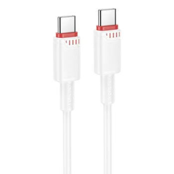 Кабел за данни / зареждане – Borofone (BX110 Beneficio Series) – Type-C към Type-C, Premium Line, Fast Charge 60W, 1m – Бял