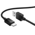 Кабел за данни / зареждане – Borofone BX120 Placer – USB към Type-C, алуминиев корпус, оплетка Nylon, 3A, 1m – Черен