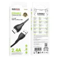 Кабел за данни / зареждане – Borofone (BX121 Energy Series) – USB към Micro-USB, PVC, 2.4A, 1m – Черен