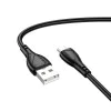 Кабел за данни / зареждане – Borofone (BX121 Energy Series) – USB към Micro-USB, PVC, 2.4A, 1m – Черен