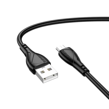 Кабел за данни / зареждане – Borofone (BX121 Energy Series) – USB към Micro-USB, PVC, 2.4A, 1m – Черен