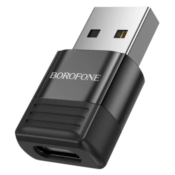 Адаптер – Borofone (BV18) – USB2.0 към Type-C (OTG), Fast Charge – Черен
