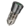 Зарядно за автомобил – Borofone (BZ25 Journey) – USB + Type-C, Dual Port, PD20W QC3.0 38W – Черен/Прозрачен