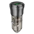Зарядно за автомобил – Borofone (BZ25 Journey) – USB + Type-C, Dual Port, PD20W QC3.0 38W – Черен/Прозрачен