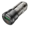 Зарядно за автомобил – Borofone (BZ25 Journey) – USB + Type-C, Dual Port, PD20W QC3.0 38W – Черен/Прозрачен