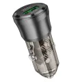 Зарядно за автомобил – Borofone (BZ25 Journey) – USB + Type-C, Dual Port, PD20W QC3.0 38W – Черен/Прозрачен