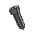 Зарядно за автомобил – Borofone (BZ28A Trophie) – 1x USB, 1x Type-C, Dual Port 30W, LED – Черен