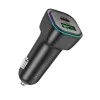 Зарядно за автомобил – Borofone (BZ28A Trophie) – 1x USB, 1x Type-C, Dual Port 30W, LED – Черен
