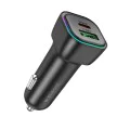 Зарядно за автомобил – Borofone (BZ28A Trophie) – 1x USB, 1x Type-C, Dual Port 30W, LED – Черен