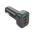 Зарядно за автомобил – Borofone (BZ28C Trophie) – 1x USB, 2x Type-C, PD/PPS/QC3.0 60W, RGB – Черен