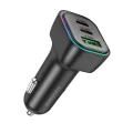 Зарядно за автомобил – Borofone (BZ28C Trophie) – 1x USB, 2x Type-C, PD/PPS/QC3.0 60W, RGB – Черен