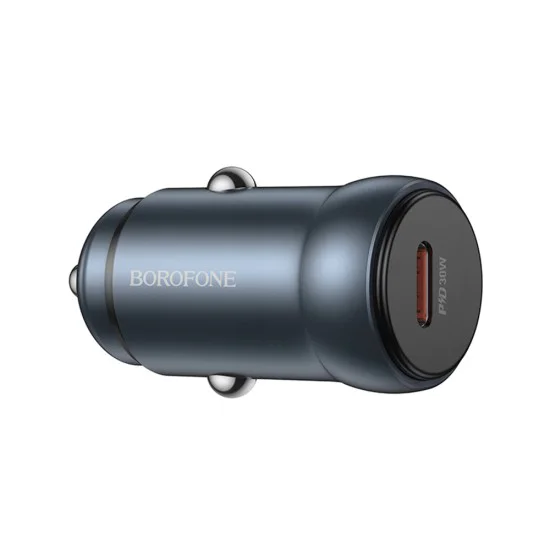 Зарядно за автомобил – Borofone (BZ32 Fresh) – Type-C, Fast Charge, Single Port, 30W – Металик