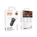 Зарядно за автомобил – Borofone (BZ32A Fresh) – Type-C + USB, Fast Charge, Dual Port, 30W, алуминий – Металик