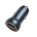 Зарядно за автомобил – Borofone (BZ32A Fresh) – Type-C + USB, Fast Charge, Dual Port, 30W, алуминий – Металик