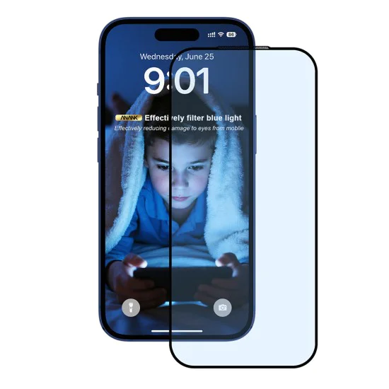 Протектор за протектор за екран със Син блясък - ANANK - 2.5D 5X подсилен анти - iPhone 17 Pro