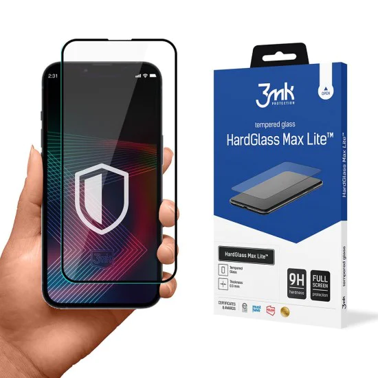 Протектор за iPhone 13 / iPhone 13 Pro / iPhone 14 - 3mk - Закален протектор за екран HardGlass Max Lite - Черен