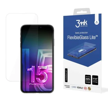 Протектор за iPhone 15 - 3mk - FlexibleGlass Lite - Прозрачен