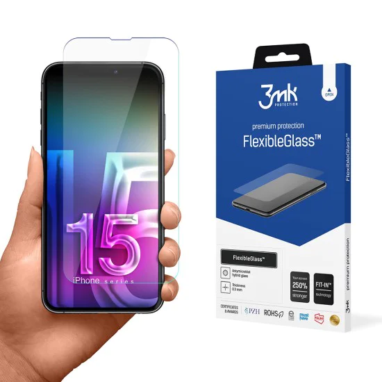 Протектор за iPhone 15 Pro - 3mk - FlexibleGlass - Прозрачен