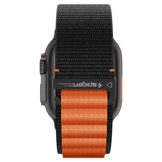 Каишка за Apple Watch 6 / 7 / 8 / 9 / 10 / SE / SE 2 / Ultra / Ultra 2 (44/45/46/49mm) - Spigen - WBF1 - Черен / Оранжев