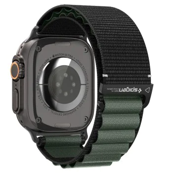 Каишка за Apple Watch 6 / 7 / 8 / 9 / 10 / SE / SE 2 / Ultra / Ultra 2 (44/45/46/49mm) - Spigen - WBF1 - Черен / Зелен