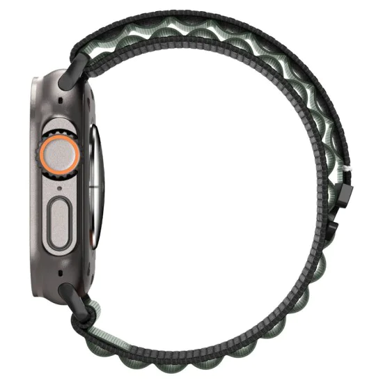 Каишка за Apple Watch 6 / 7 / 8 / 9 / 10 / SE / SE 2 / Ultra / Ultra 2 (44/45/46/49mm) - Spigen - WBF1 - Черен / Зелен