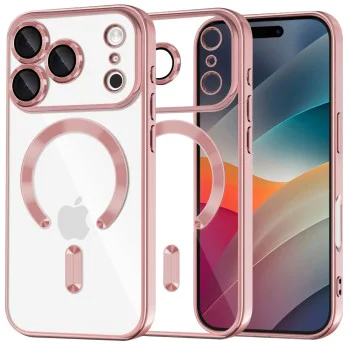 Калъф за iPhone 17 Pro - Techsuit - Luxury Crystal MagSafe - Розов