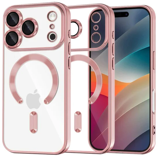 Калъф за iPhone 17 Pro - Techsuit - Luxury Crystal MagSafe - Розов