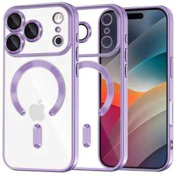 Калъф за iPhone 17 Pro - Techsuit - Luxury Crystal MagSafe - Светло Лилав