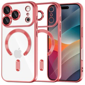 Калъф за iPhone 17 Pro Max - Techsuit - Luxury Crystal MagSafe - Червен