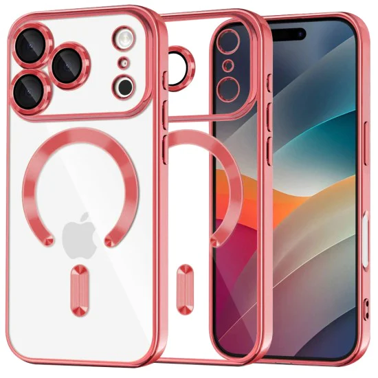 Калъф за iPhone 17 Pro Max - Techsuit - Luxury Crystal MagSafe - Червен