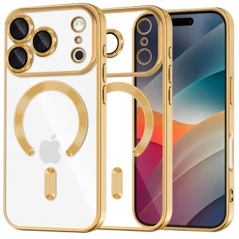Калъф за iPhone 17 Pro Max - Techsuit - Luxury Crystal MagSafe - Златист