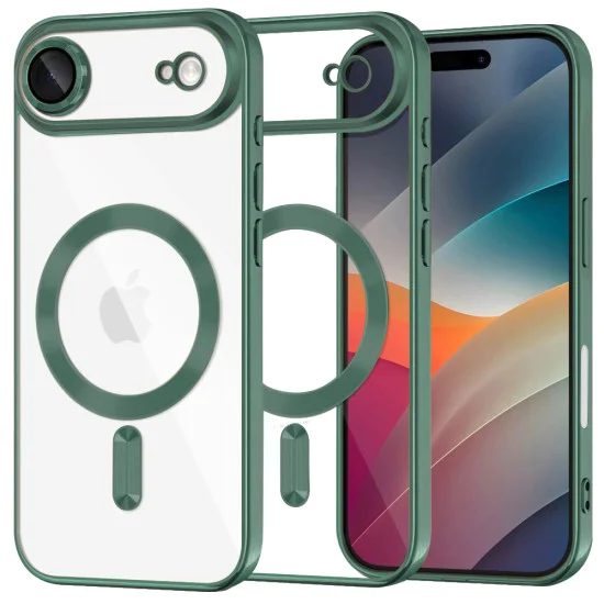 Калъф за iPhone 17 Air - Techsuit - Luxury Crystal MagSafe - Тъмно Зелен