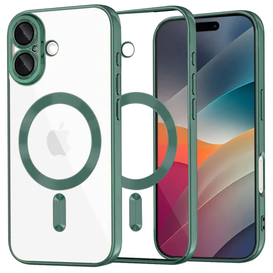 Калъф за iPhone 17 - Techsuit - Luxury Crystal MagSafe - Тъмно Зелен