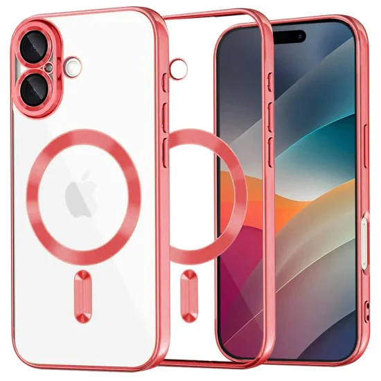 Калъф за iPhone 17 - Techsuit - Luxury Crystal MagSafe - Червен